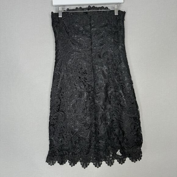 Serena London Dress Womens 6 Black Floral Lace Strapless Cocktail Evening Formal - Picture 5 of 12